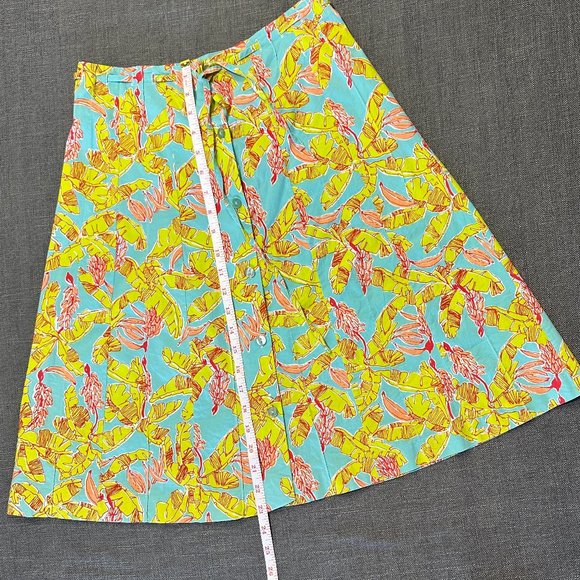 Key West Tropical Palm Print Skirt- Button Down Tie Through Waist - Picture 2 of 12